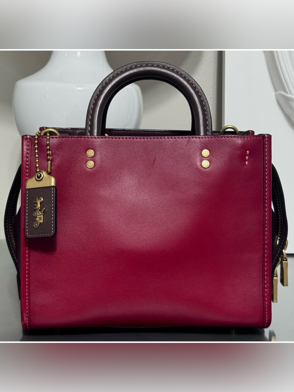 COACH Rogue 25 Brick Red Multi Leather Satchel Crossbody Bag